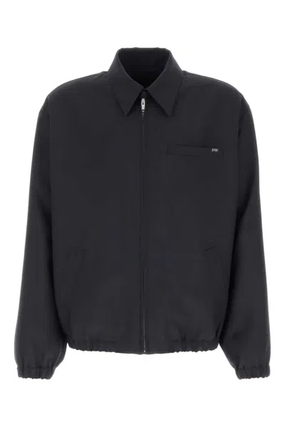 Prada Wool Blend Bomber Jacket Elasticated Cuffs In Black