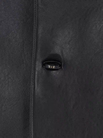 Tonywack Button-up Leather Jacket In Black