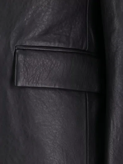Tonywack Button-up Leather Jacket In Black