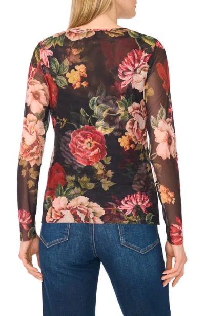Ted Baker Long Sleeve Mesh Top In Black