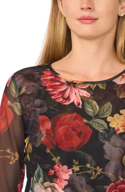Ted Baker Long Sleeve Mesh Top In Black