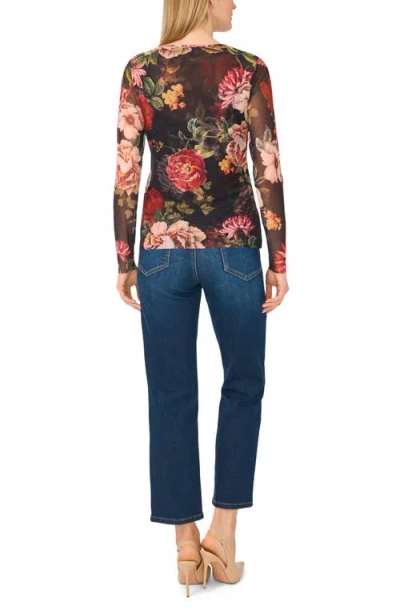 Ted Baker Long Sleeve Mesh Top In Black