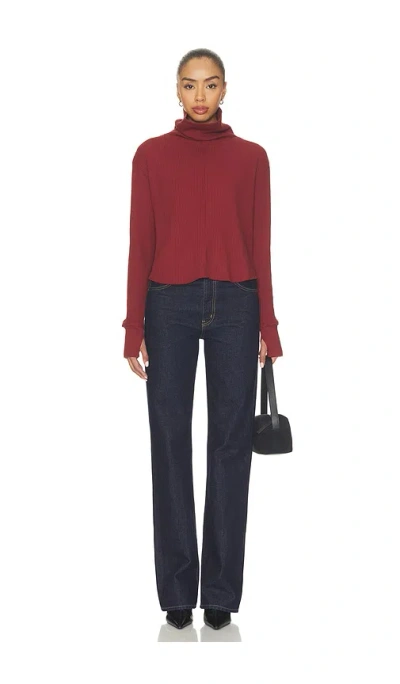 Bobi Boxy Crop-turtleneck In Red