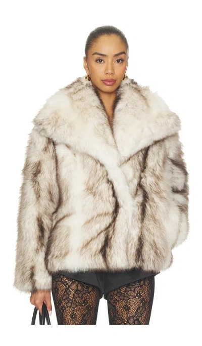 Source Unknown Harper Faux Fur Jacket In Neutral