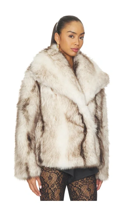 Source Unknown Harper Faux Fur Jacket In Neutral