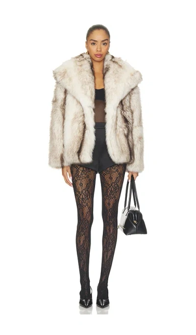 Source Unknown Harper Faux Fur Jacket In Neutral