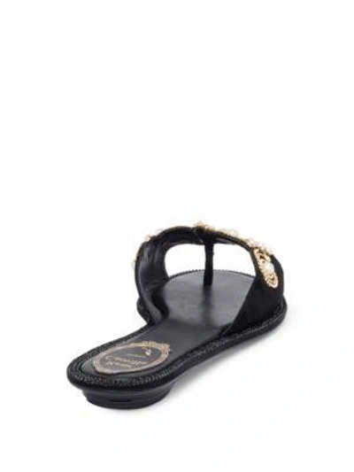 Shop René Caovilla Embellished Suede Slide Sandals In Black