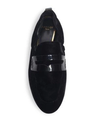 Shop Lanvin Velvet Slip-on Loafers In Black