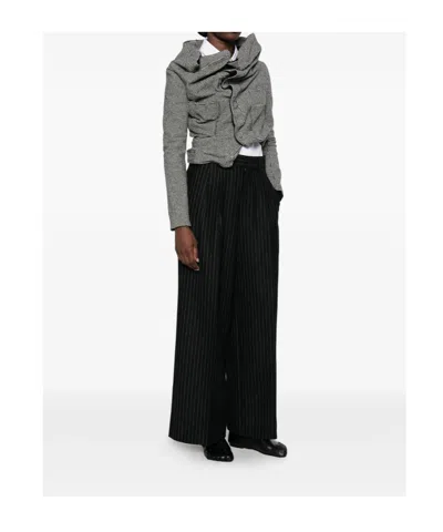 Junya Watanabe Houndstooth-pattern Draped-design Jacket In Gray