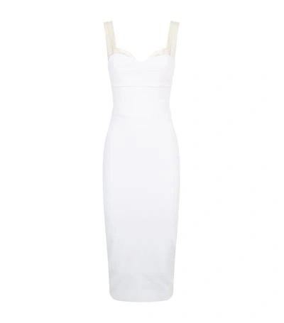 Victoria Beckham Trompe L'oeil Fitted Stretch-crepe Dress In White