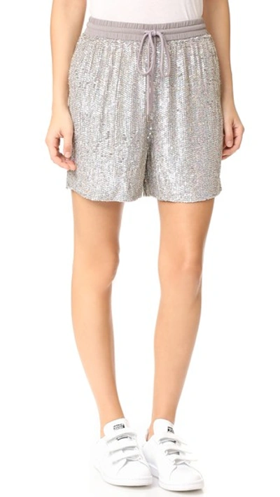 Ashish Sequin Shorts In Silver