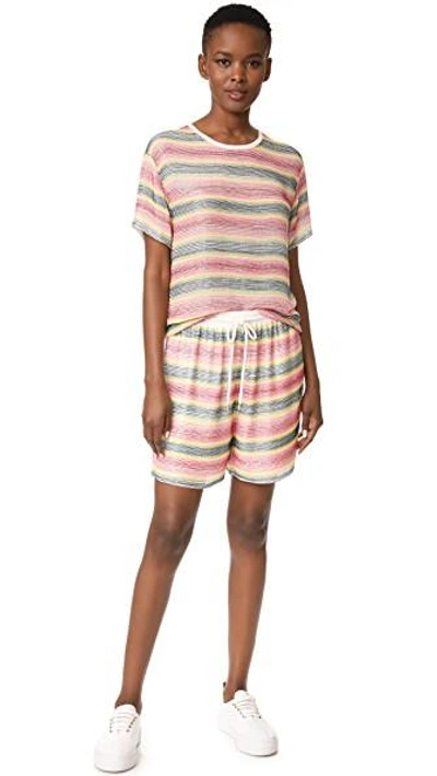Shop Ashish Beaded Striped Shorts In Rainbow
