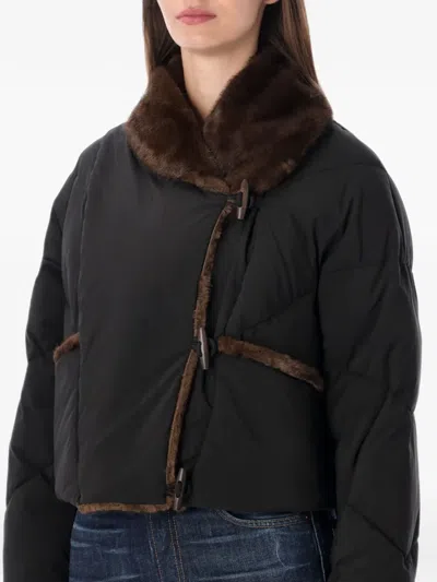 Vegancode Reversible Quilted Coat In Black