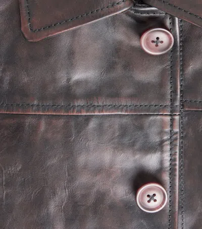 Samsoe & Samsoe Samsøe Samsøe Leather Samilton B Jacket In Brown