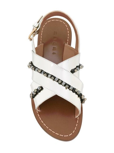 Shop Marni 'fussbett' Sandalen Mit Verzierungen - Metallisch In Metallic