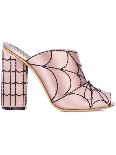 Shop Marco De Vincenzo Spider Web Mules In Pink