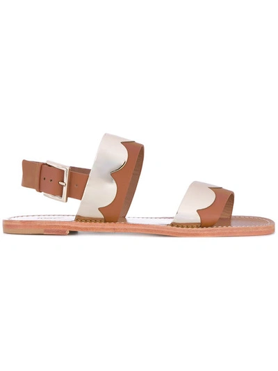 Red Valentino Mirrored-leather Sandals In Cuoio