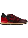 Valentino Garavani Rockrunner Camouflage Leather Sneakers In Red