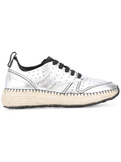 Shop Tod's Braided Sole Sneakers In Grey