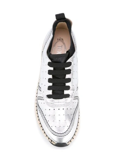 Shop Tod's Braided Sole Sneakers In Grey