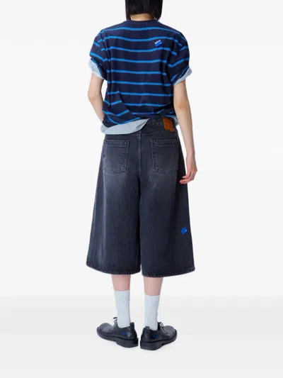 Ader Error Striped T-shirt In Blue