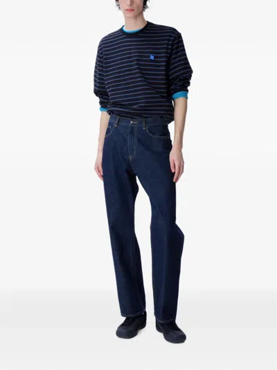 Ader Error Striped Long-sleeve T-shirt In Blue