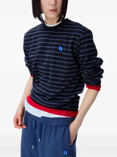 Ader Error Striped Long-sleeve T-shirt In Blue