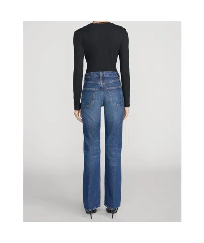 Frame Button-front Long-sleeve Knit Top In Black