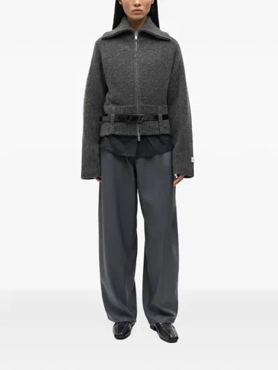 Samsoe & Samsoe Samsoe Samsoe Zip-front Wool-blend Sweater Jacket In Gray