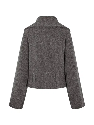 Samsoe & Samsoe Samsoe Samsoe Zip-front Wool-blend Sweater Jacket In Gray