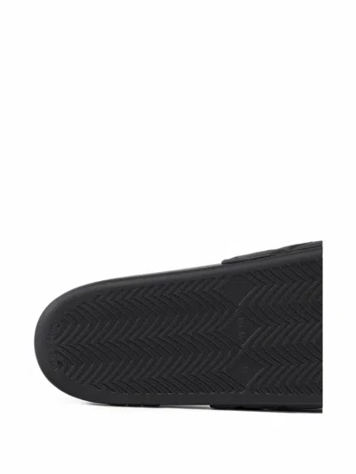 Mcm Quilted Diamond Logo-embossed Slides In Black