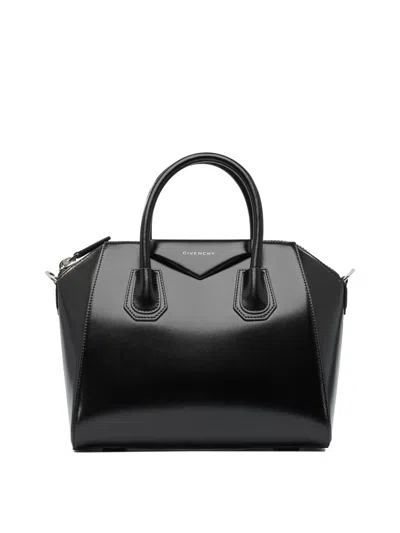 Givenchy Antigonia Black Calf Leather Cotton Acrylic Handbag In Black