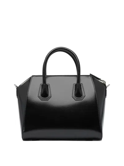 Givenchy Antigonia Black Calf Leather Cotton Acrylic Handbag In Black