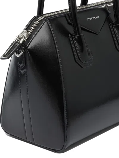 Givenchy Antigonia Black Calf Leather Cotton Acrylic Handbag In Black