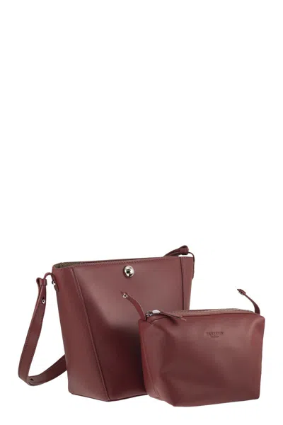 Weekend Max Mara Leather Shoulder Bag In Burgundy