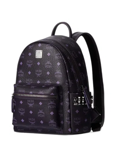 Mcm Stark Side Studs Backpack In Visetos In Black