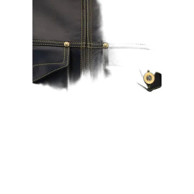 Versace Leather Collared Coat Front Pockets Stitching In Black