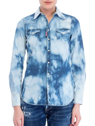 Shop Dsquared2 Dsquared Bleached Denim Shirt In Blue