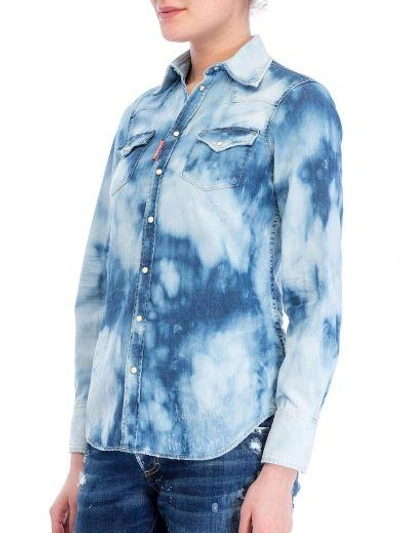 Shop Dsquared2 Dsquared Bleached Denim Shirt In Blue