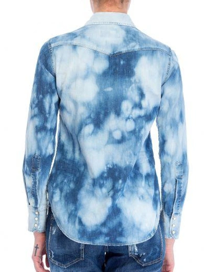 Shop Dsquared2 Dsquared Bleached Denim Shirt In Blue