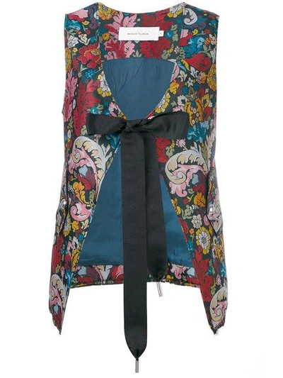 Shop Marques' Almeida Floral Tied Waistcoat In Blue