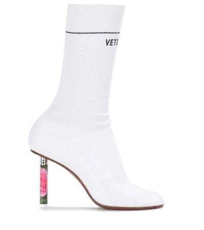 Shop Vetements Stretch-jersey Ankle Boots In White