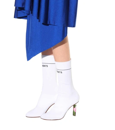 Shop Vetements Stretch-jersey Ankle Boots In White