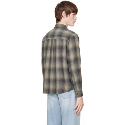 Coor Ombre Flannel One Pocket Checkered Shirt V.2 In Gray