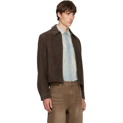 Tonywack Brown Split Zippered Suede Jacket In Brown