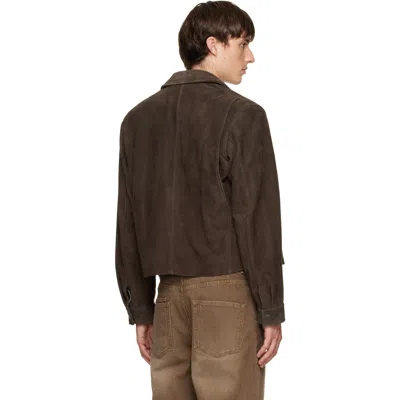 Tonywack Brown Split Zippered Suede Jacket In Brown