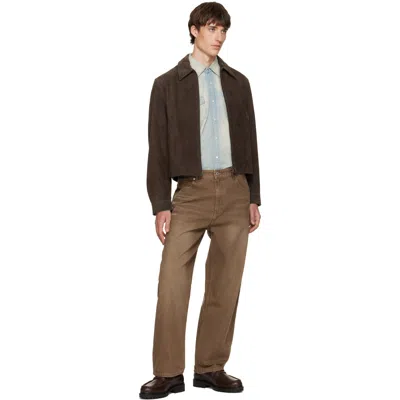 Tonywack Brown Split Zippered Suede Jacket In Brown