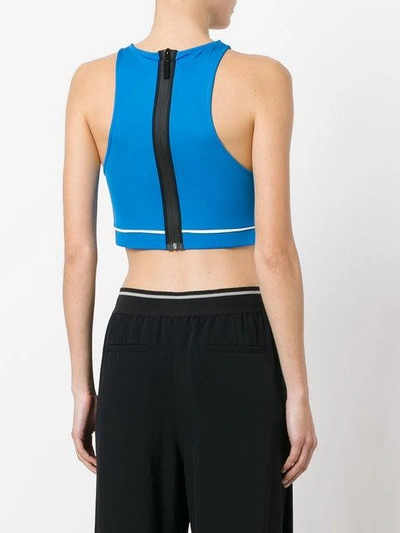 Shop Mr & Mrs Italy Patch Cropped Vest In Blue