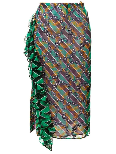 Shop Marco De Vincenzo Ruffle Striped Skirt In Multicolour