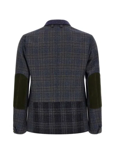 Junya Watanabe Patchwork Check-pattern Blazer In Blue